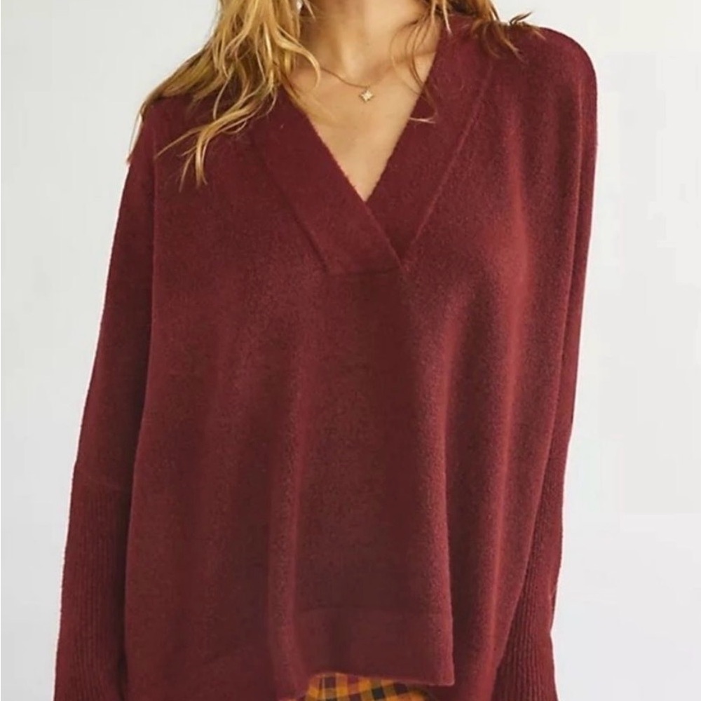 Anthropologie Burgundy V-Neck Sweater - Picture 8 of 8